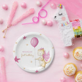 Roze Draak Meisje Verjaardagsfeestje Papieren Bordje (Feest)