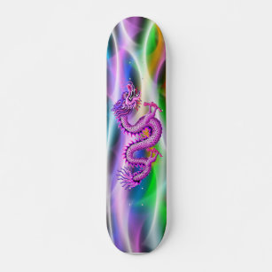 Roze draak op regenboogplastic persoonlijk skateboard