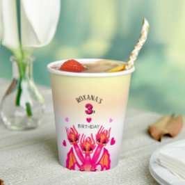 Roze draak papieren bekers