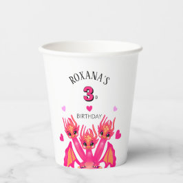 Roze draak papieren bekers