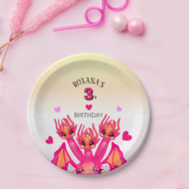 Roze draak papieren bordje