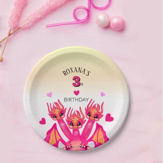 Roze draak papieren bordje