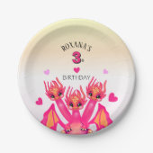 Roze draak papieren bordje (Voorkant)