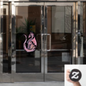 Roze draak raamsticker (Kantoordeur)