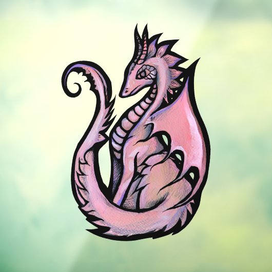 Roze draak raamsticker (Vel 3)