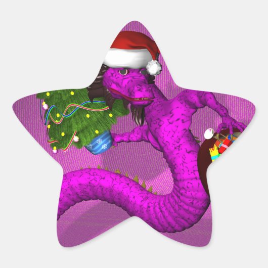 Roze draak ster sticker (Voorkant)