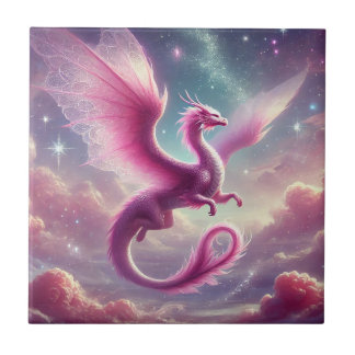 Roze draak tegeltje