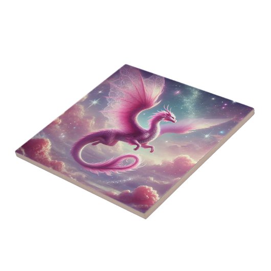 Roze draak tegeltje (Zijkant)
