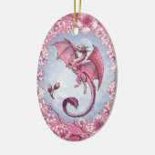 Roze draak van de Natuur van de lente Fantasy Art Keramisch Ornament (Links)