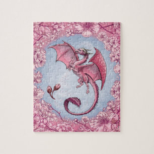 Roze draak van de Natuur van de lente Fantasy Art Legpuzzel