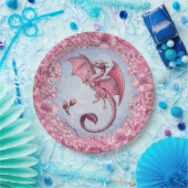 Roze draak van de Natuur van de lente Fantasy Art Papieren Bordje (Feest)