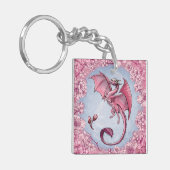 Roze draak van de Natuur van de lente Fantasy Art Sleutelhanger (Voorkant Links)