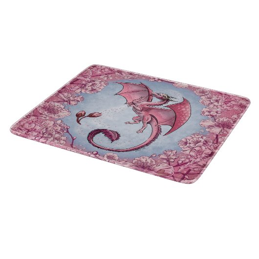 Roze draak van de Natuur van de lente Fantasy Art Snijplank (Hoek)