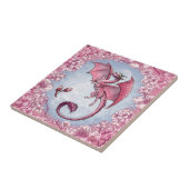 Roze draak van de Natuur van de lente Fantasy Art Tegeltje (Zijkant)