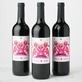 Roze draak wijn etiket