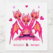 Roze draak wijn etiket (Enkel label)