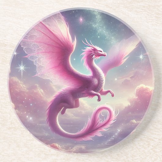 Roze draak zandsteen onderzetter (Voorkant)