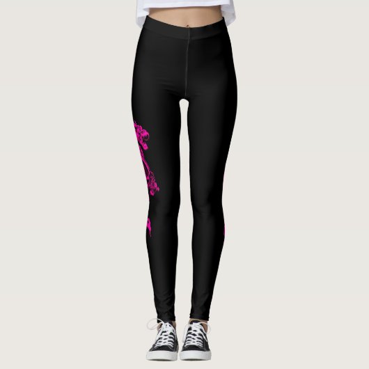 Roze Dragon aangepaste Leggings (Voorkant)