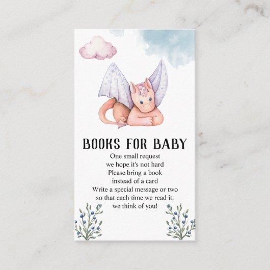 Roze dragon Baby shower Books for Baby Informatiekaartje (Voorkant)