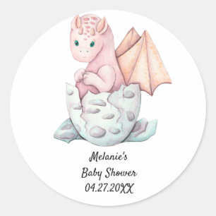 Roze dragon Baby shower voor hatching Ronde Sticker