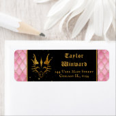 Roze Dragon Schalen Gouden Faux Glitter Etiket (Insitu)