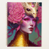 Roze dragon Skull Woman Fantasy Art Planner (Voorkant)