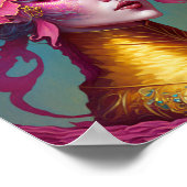 Roze dragon Skull Woman Fantasy Art Poster (Hoek)