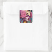 Roze dragon Skull Woman Fantasy Art Vierkante Sticker (Tas)