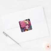 Roze dragon Skull Woman Fantasy Art Vierkante Sticker (Envelop)
