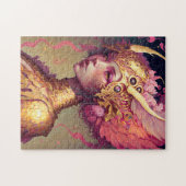 Roze dragon Woman Fantasy Art Legpuzzel (Horizontaal)