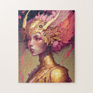 Roze dragon Woman Fantasy Art Legpuzzel