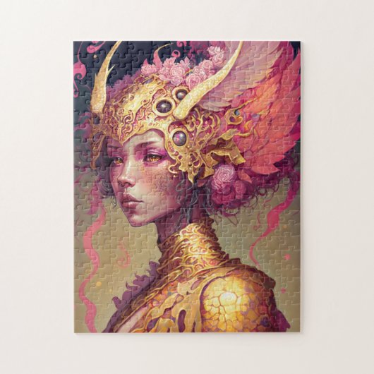 Roze dragon Woman Fantasy Art Legpuzzel (Verticaal)