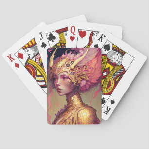 Roze dragon Woman Fantasy Art Pokerkaarten