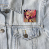 Roze dragon Woman Fantasy Art Vierkante Button 5,1 Cm (In situ)
