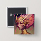 Roze dragon Woman Fantasy Art Vierkante Button 5,1 Cm (Voorkant /achterkant)