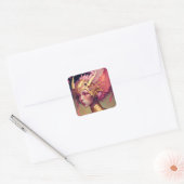 Roze dragon Woman Fantasy Art Vierkante Sticker (Envelop)
