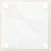 Roze Dragonfly Aangepast Onderzetter van glas (Achterkant)