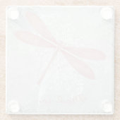 Roze Dragonfly Aangepast Onderzetter van glas Glazen Onderzetter (Achterkant)