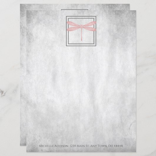 Roze Dragonfly - Aangepast papierblad (Voorkant / Achterkant)