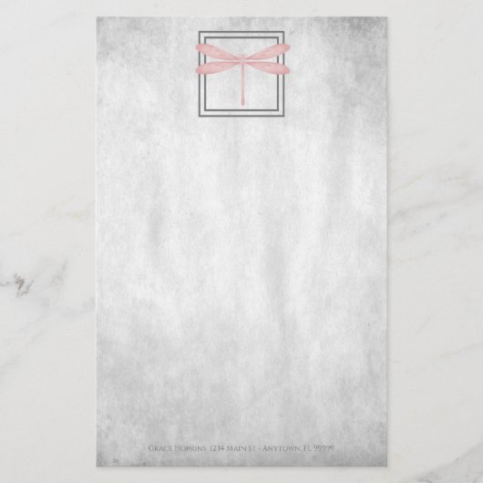 Roze Dragonfly - Aangepaste schrijfbenodigdheden Briefpapier (Voorkant)