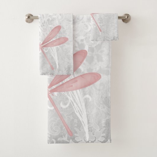 Roze Dragonfly - Aangepaste set voor handdoeken (Insitu)