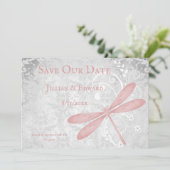 Roze dragonfly bespaart de datum aankondiging (Staand voorkant)