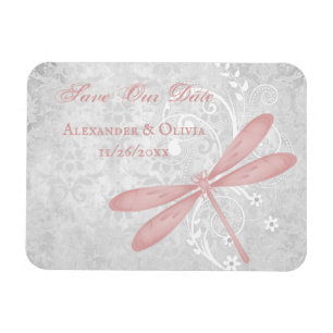 Roze dragonfly bespaart de datum magneet