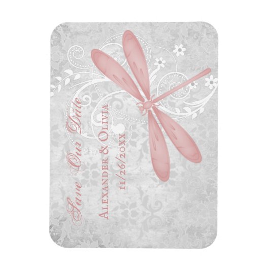 Roze dragonfly bespaart de datum magneet (Verticaal)