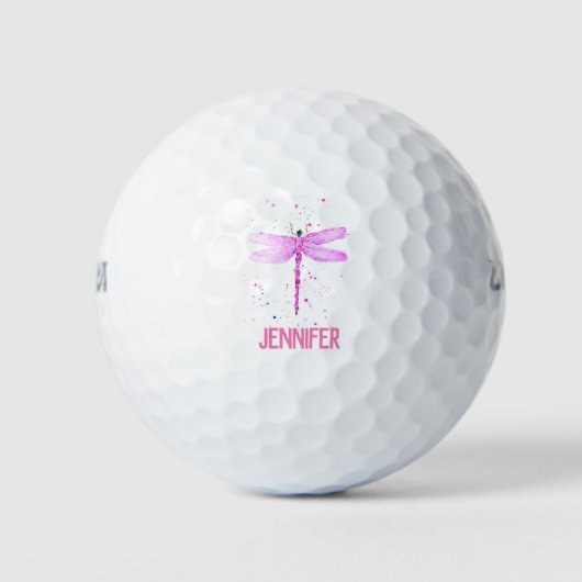 Roze dragonfly Cute Name golfballen (Voorkant)