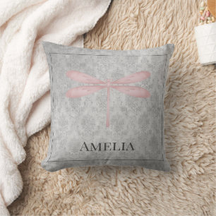 Roze Dragonfly Damask Sierkussen