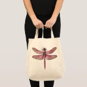 Roze Dragonfly Eco-vriendelijke Calico kruidenier Tote Bag (Voorkant (product))