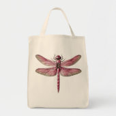 Roze Dragonfly Eco-vriendelijke Calico kruidenier Tote Bag (Voorkant)