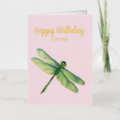 Roze Dragonfly Gepersonaliseerde Folie Kaart op za (Voorkant)