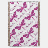 Roze dragonfly-kunstpatroonnaam werpen deken (Voorkant Verticaal)